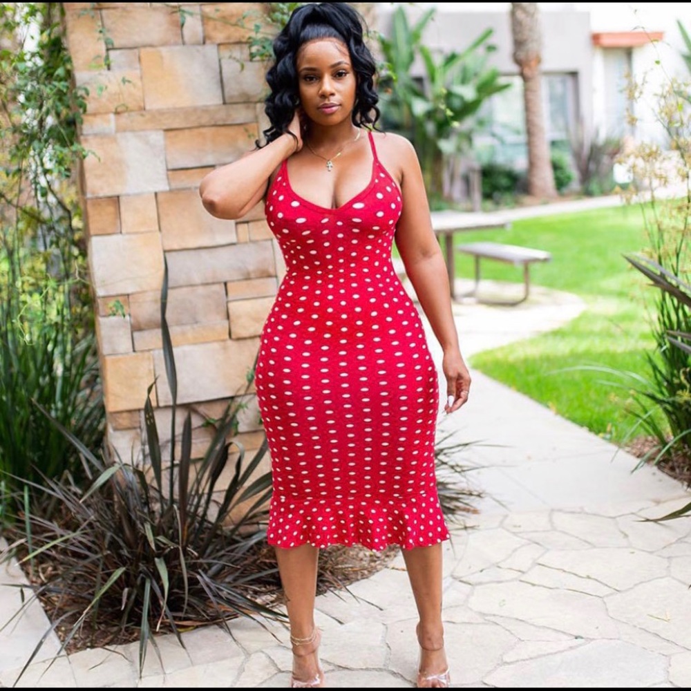 Sexy Flounced Dress-Red - Picture 2 of 5
